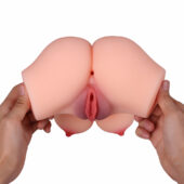 Small flat chested sex doll torso with realistic skin tone and detailed genital area.